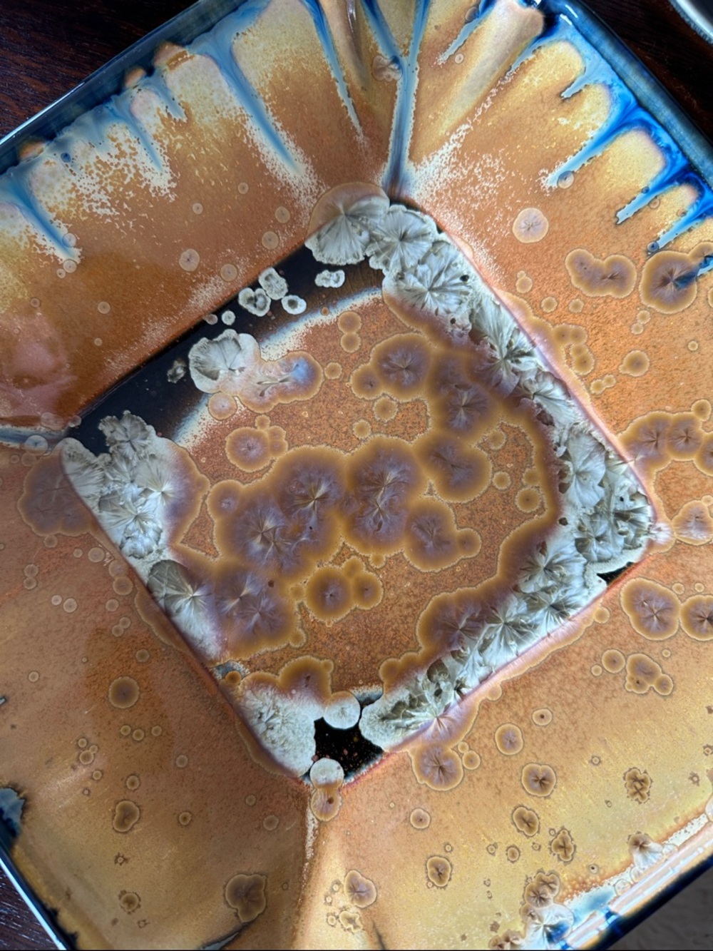 Handmade Edgecomb Pottery platter. Unique crystalline glaze. Bohemian home decor - Picture 11 of 15